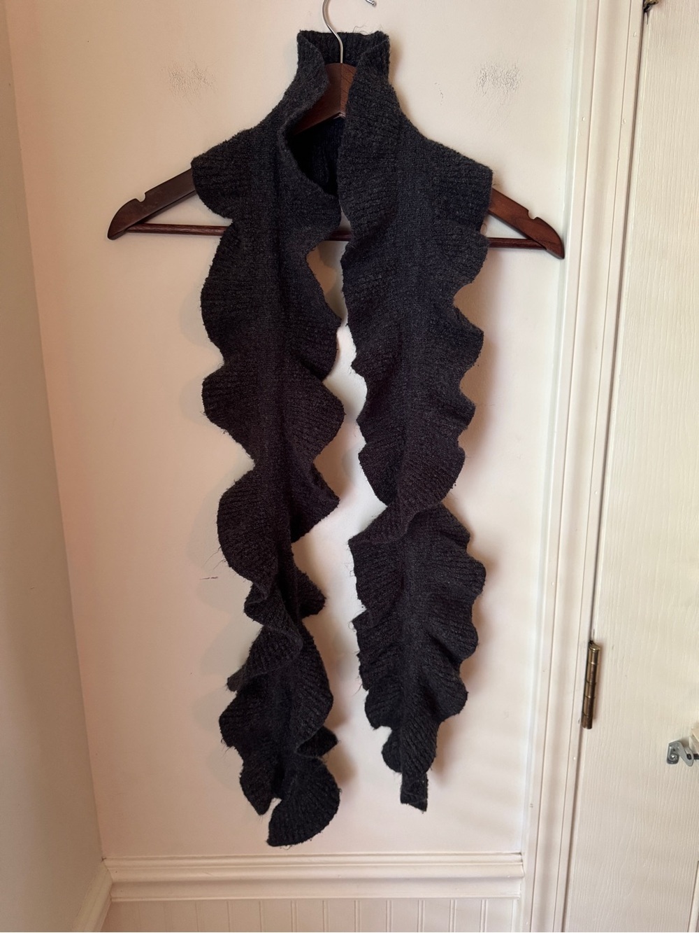 Coldwater Creek Charcoal Ruffled Scarf